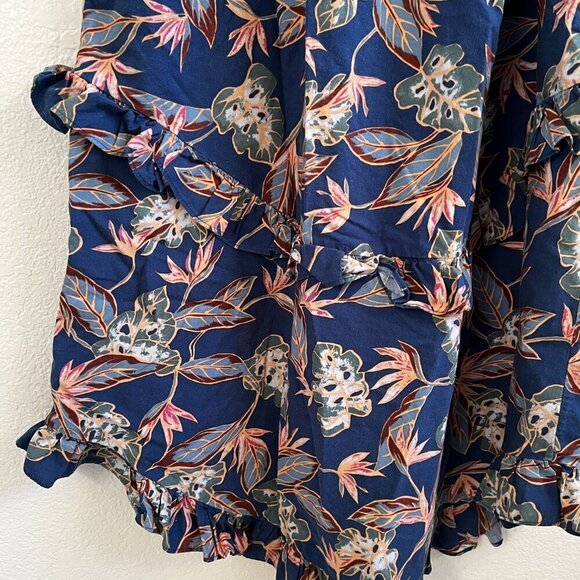 Vintage Nani Hawaii Blue Floral Tiered Midi Dress Size 3/4Sleeve Size M/L (READ) - Picture 2 of 7